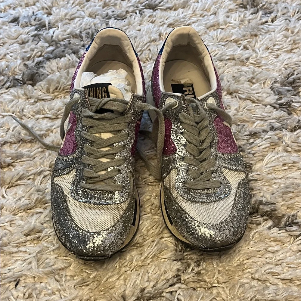 Golden Goose glitter sneaker. Silver. Size 36. Pre-owned. - Picture 2 of 9